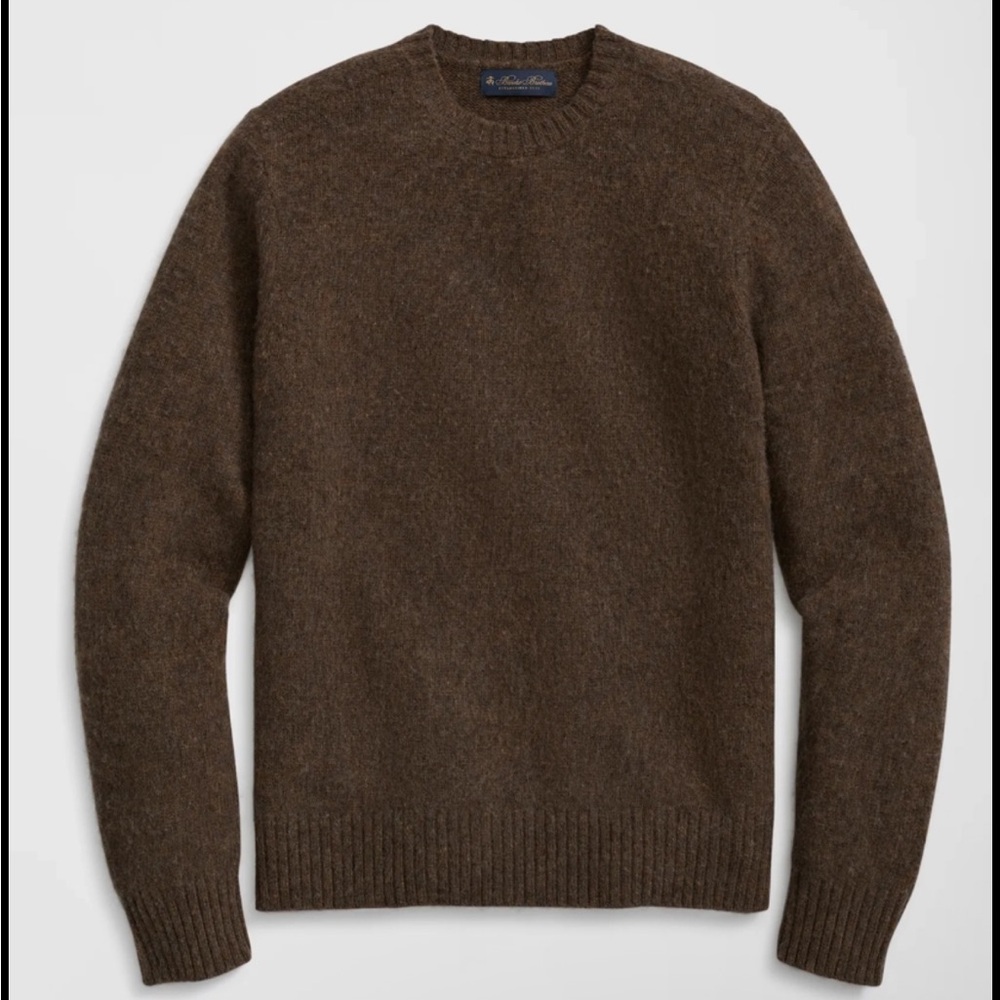Brooks Brothers Brown Crewneck Sweater Classic Wool
